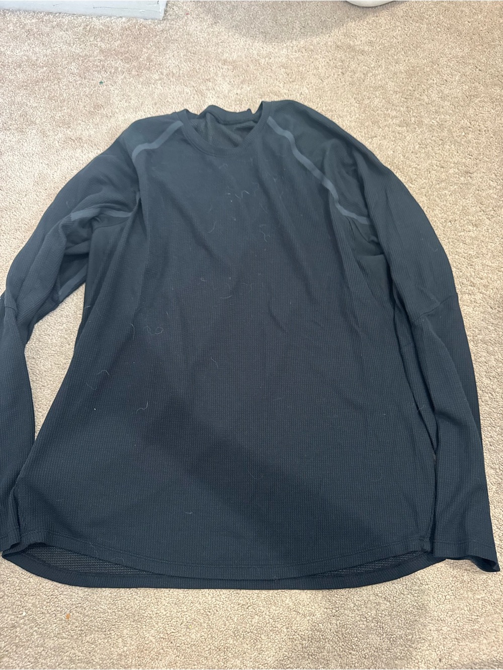 lululemon athletica Men's Black Long-Sleeve Waffle Crew